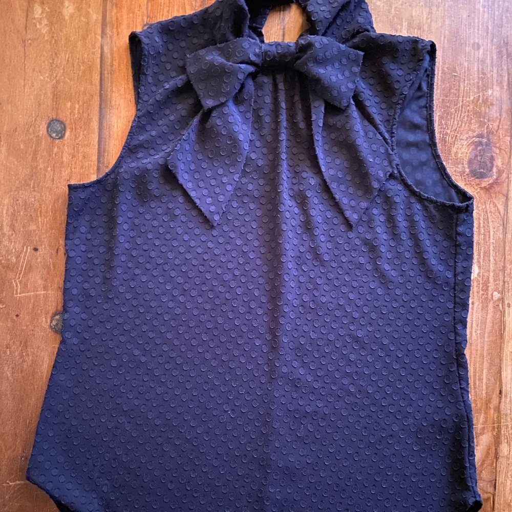 Blue high neck blouse